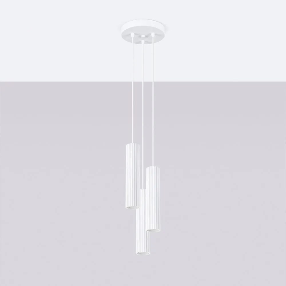 Бяло висящо осветително тяло ø 19,5 cm Gleam – Sollux