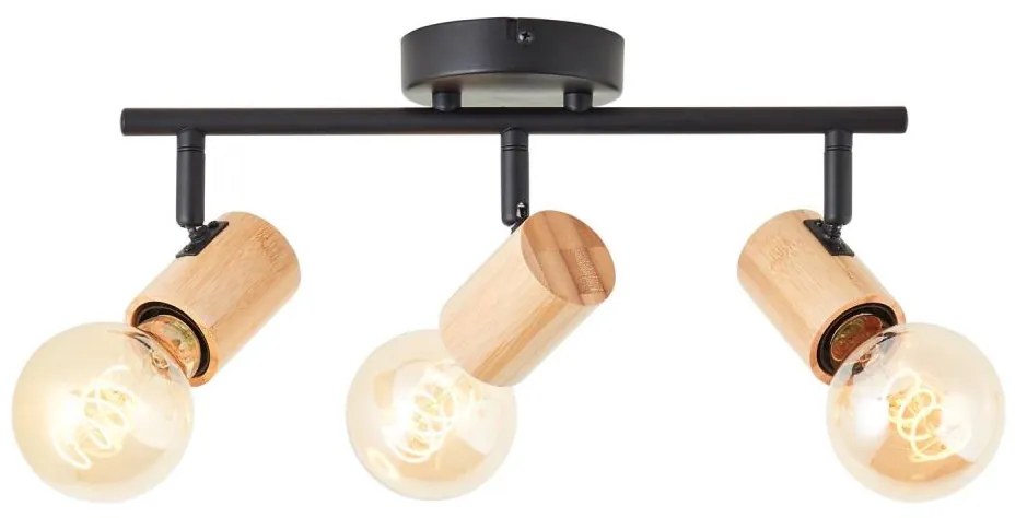 Brilliant - Точково осветително тяло KERRY 3xE27/40W/230V черно/бамбук