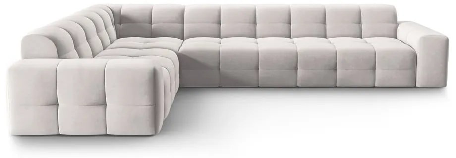 Ъглов диван от светлосиво кадифе (ляв ъгъл) Kendal - Micadoni Home