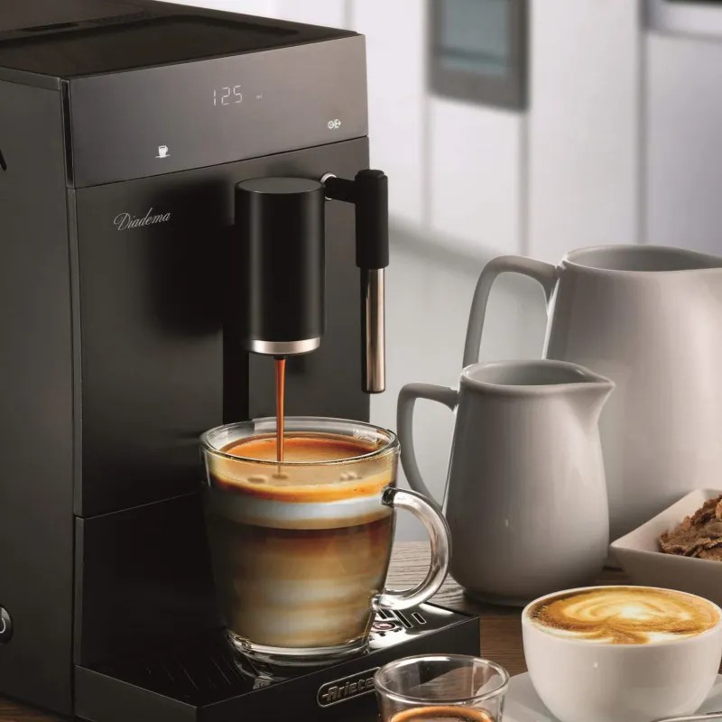 Кафеавтомат Ariete Diadema Automatica 1452/00, 1.5 л, Вградена мелачка, 1350W, 19 bar, Сензорен дисплей, Стиймър, Черен