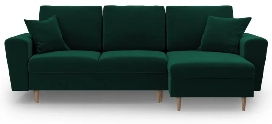 Зелен кадифен разтегателен ъглов диван с място за съхранение Kyoto – Cosmopolitan Design