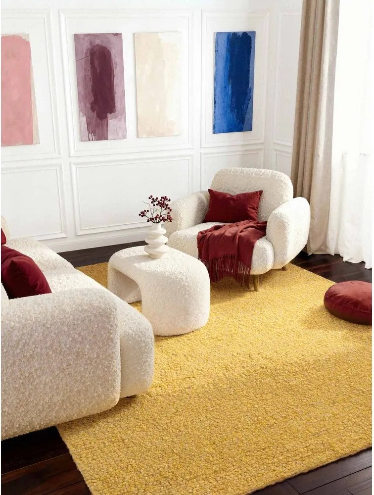 Жълт ръчно изработен килим от букле 160x230 cm Notting Hill Portobello – Ted Baker