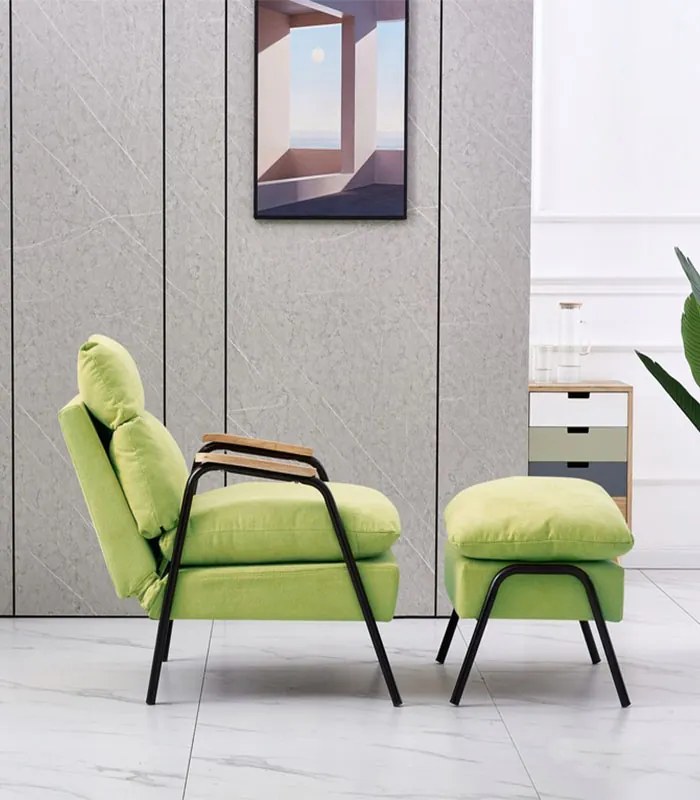 Релаксиращ фотьойл с облегалка за крака OSLO Зелено