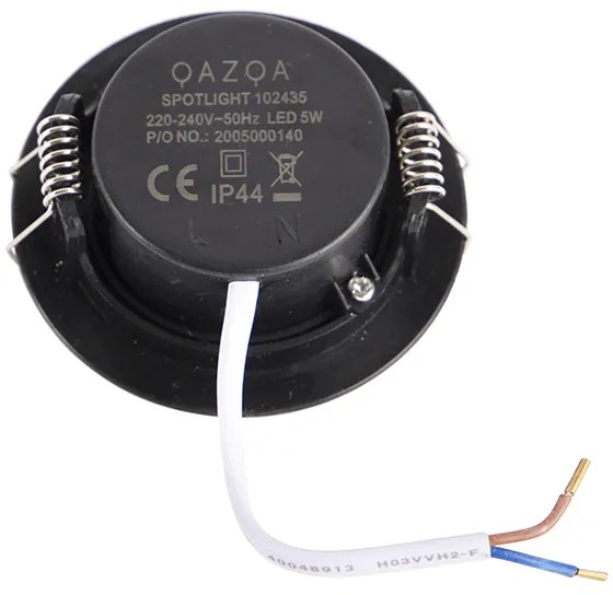 Комплект от 5 вградени прожектора черни с 3-степенно димиране IP44 - Ulo