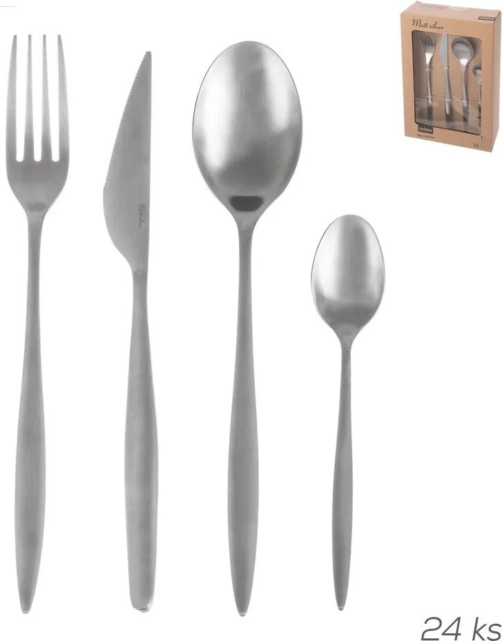 Прибори за хранене от неръждаема стомана в сребрист цвят 24 бр. – Orion