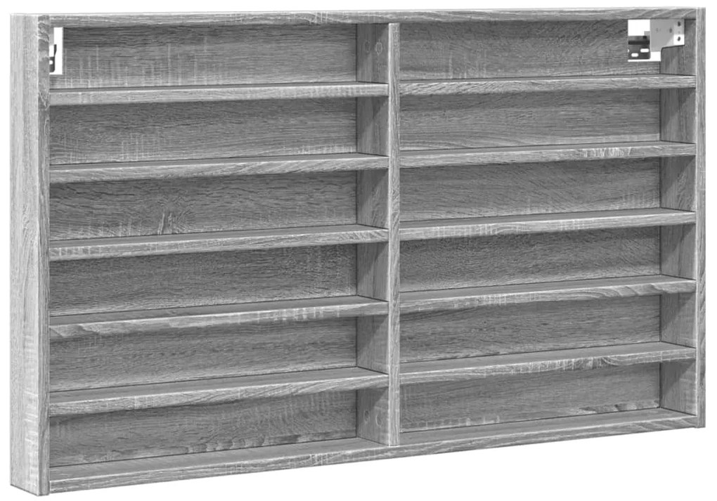 847945 vidaXL Шкаф витрина, сив сонома, 100x8,5x58 см, инженерно дърво