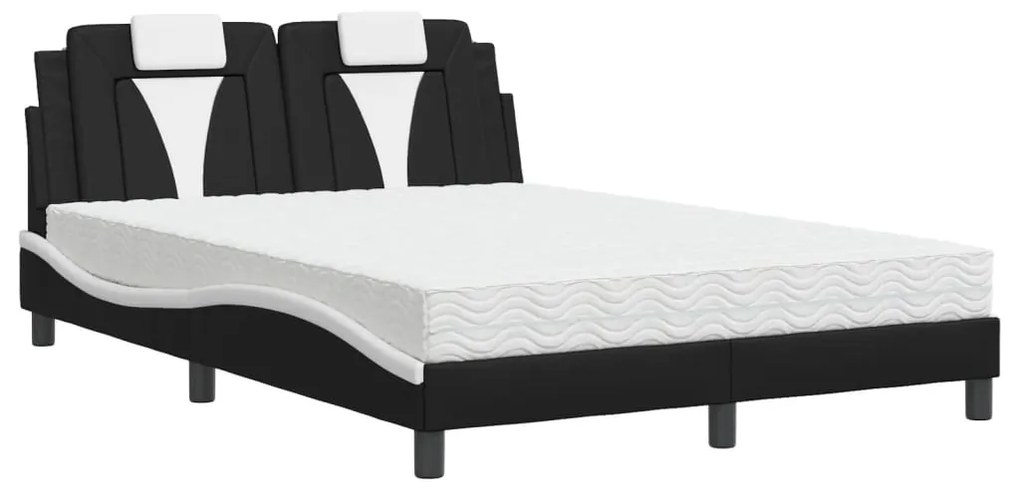 3208801 vidaXL Легло Viana без матрак, черно и бяло, 140x200 см, изкуствена кожа