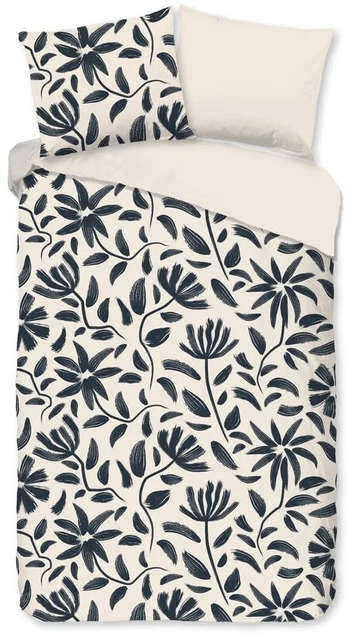 Черно-бежово единично удължено памучно спално бельо 140x220 cm Emilia – Good Morning