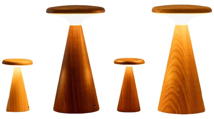 LED настолна лампа в естествен цвят с дървен абажур (височина 21 cm) Sylva – Gingko