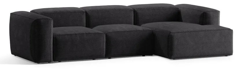Тъмносив ъглов диван от рипсено кадифе (десен ъгъл) Bergamo – Cosmopolitan Design