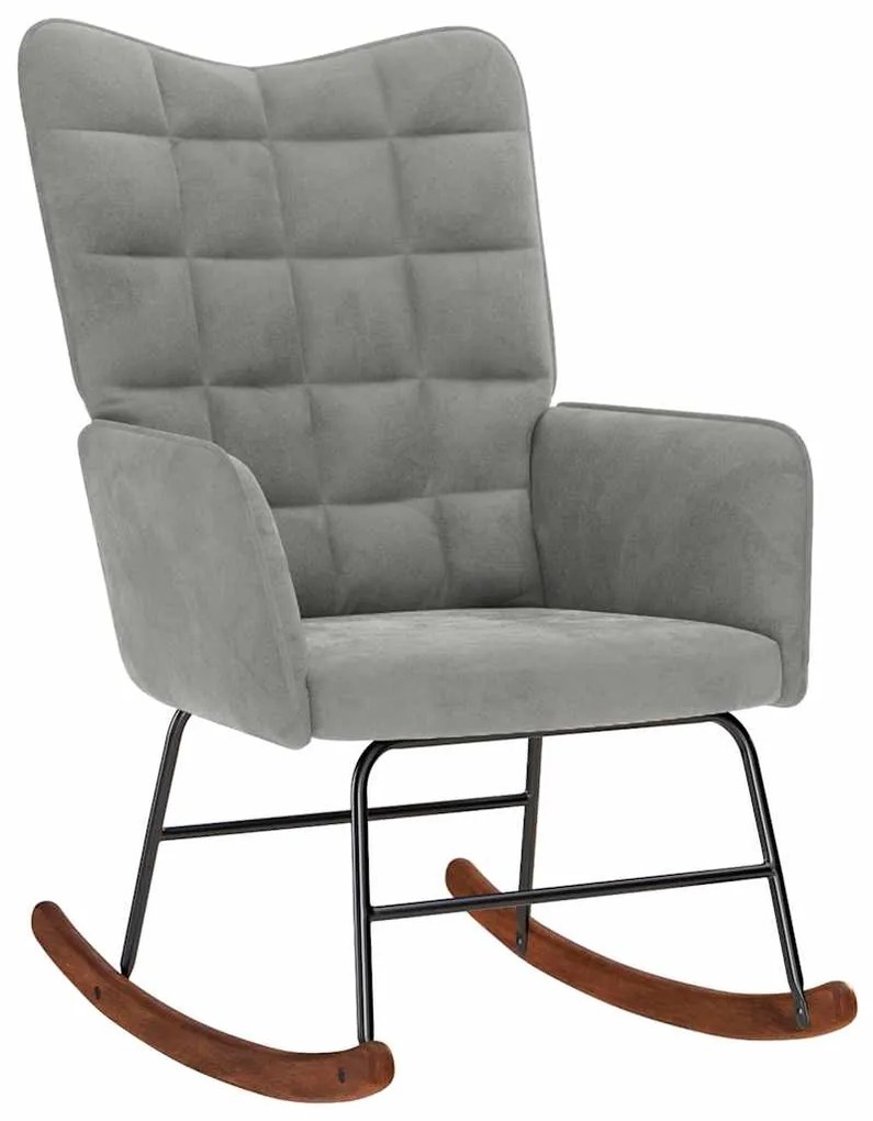 4016832 vidaXL Люлеещ се стол, светлосив, кадифе