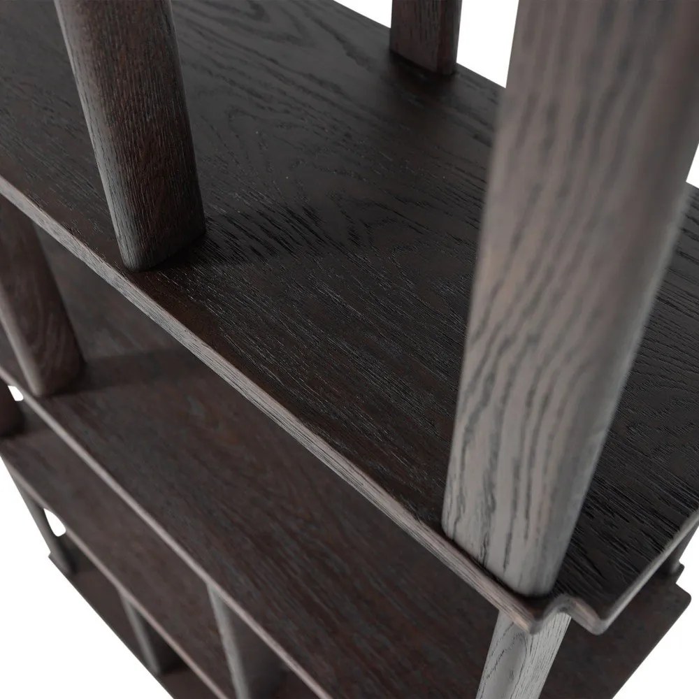 Тъмнокафява библиотека от масивен дъб 90x186x30 cm Riss – WOOOD