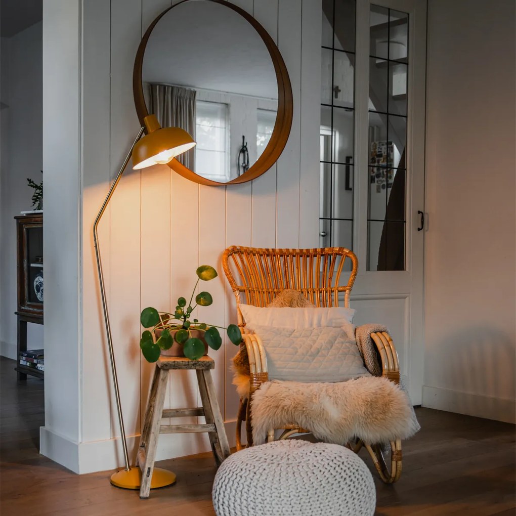 Ретро подова лампа жълта с бронз - Milou