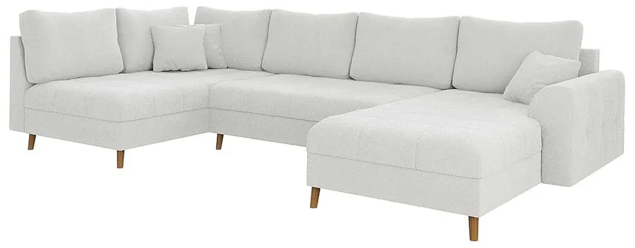 Кремав ъглов диван от плат букле (десен ъгъл/"U" форма) Ariella – Ropez