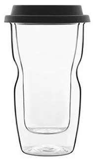 Стъклена двустенна термочаша със силиконов капак 340мл h15см DRINK&amp;DESIGN-(12837/01) (RM 508) - Luigi Bormioli