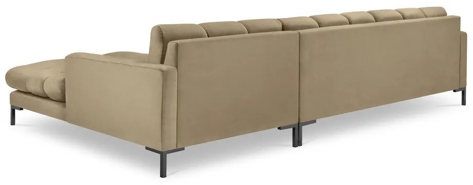 Бежов ъглов диван от кадифе , десен ъгъл Bali - Cosmopolitan Design