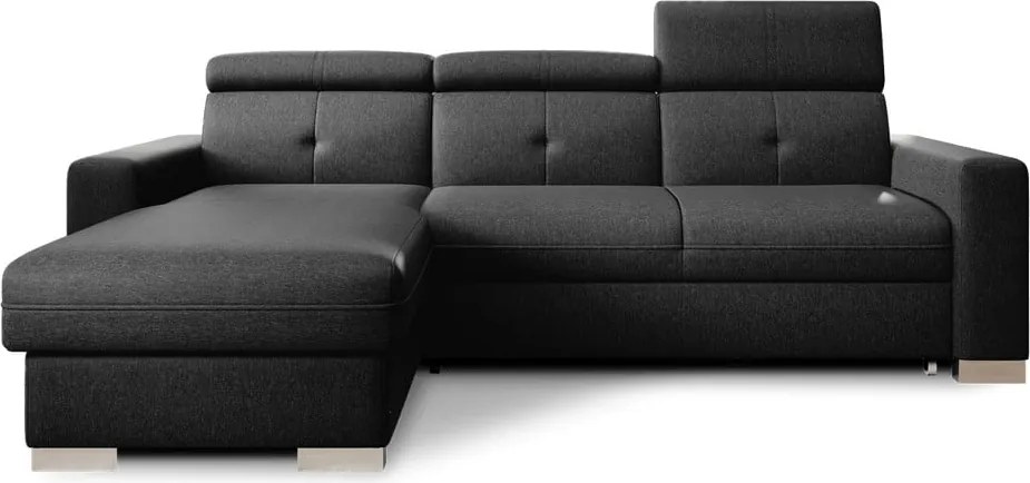 Черен разтегателен ъглов диван с място за съхранение (ляв ъгъл) Fresia – ELTAP