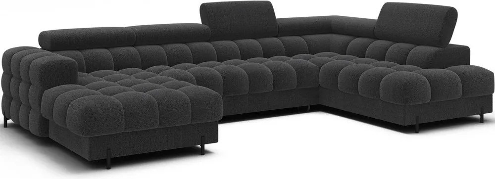 Тъмносив разтегателен ъглов диван от букле (десен ъгъл U форма) Feraria – ELTAP