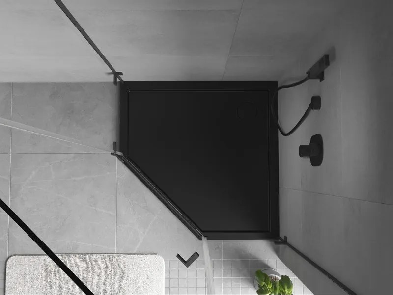 Mexen Flow петоъгълен ултратънък поддушов тас 80 x 80 см, черен мат - 46P708080