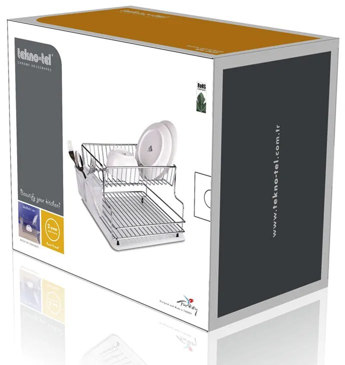 Сушилник за съдове на 2 нива TEKNO TEL TR KB 005, 42 x 30 x 21 см, Сребрист