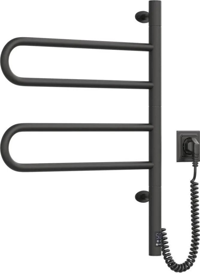 Електрически въртящ се сушилник за кърпи с термостат FOUETTE 60W 65x49 cm, черен