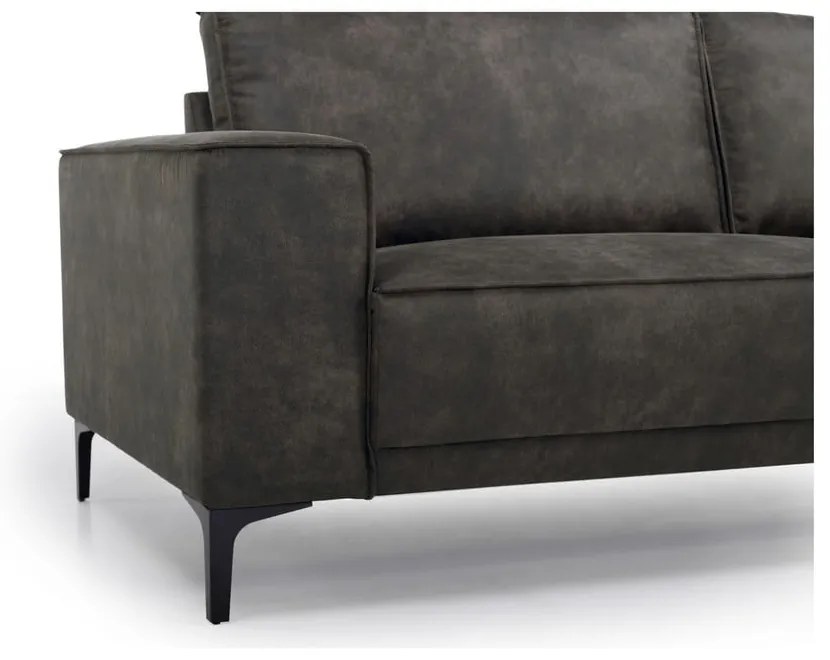 Ъглов диван в черно и сиво от изкуствена кожа (десен ъгъл) Copenhagen - Scandic