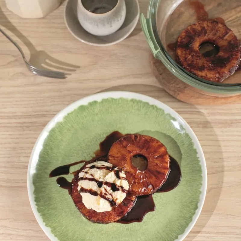 Форма за печене във фритюрник с горещ въздух Lekue 1010160, 20.5x19.5x10 см, Стъкло, Противоплъзгащи дръжки, -20/+220°C, Лесно почистване, Зелен