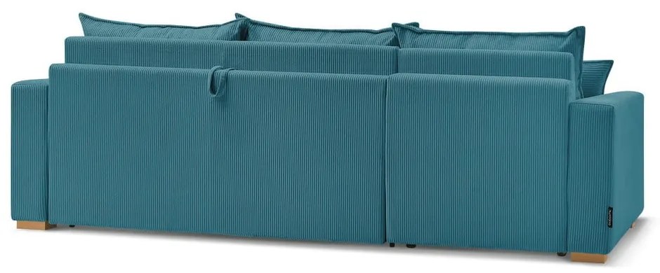 Син разтегателен ъглов диван от рипсено кадифе (променлив) Augustin – Bobochic Paris