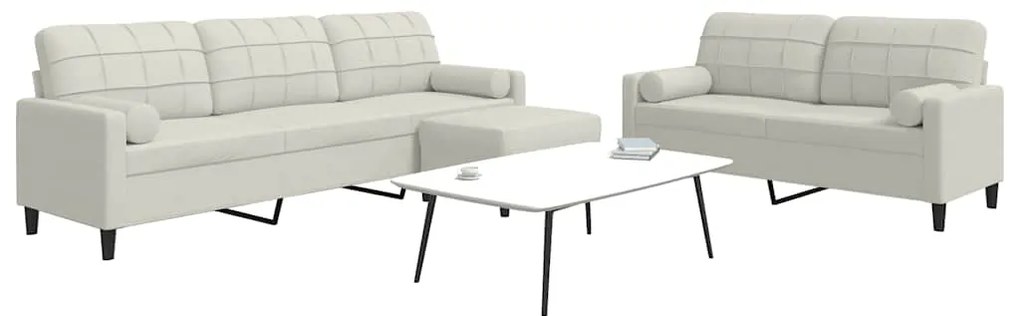 3278509 vidaXL Мека мебел от 3 части с възглавници и болстери кремав кадифе