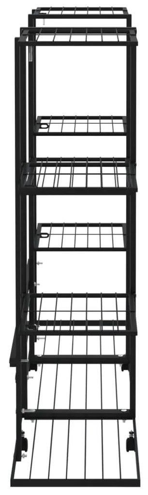 Стойка за цветя на колела 94,5x24,5x91,5 см черна желязо