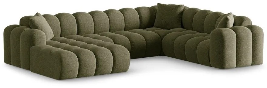 Зелен шенилов ъглов диван (десен ъгъл/U форма) Treno – Cosmopolitan Design
