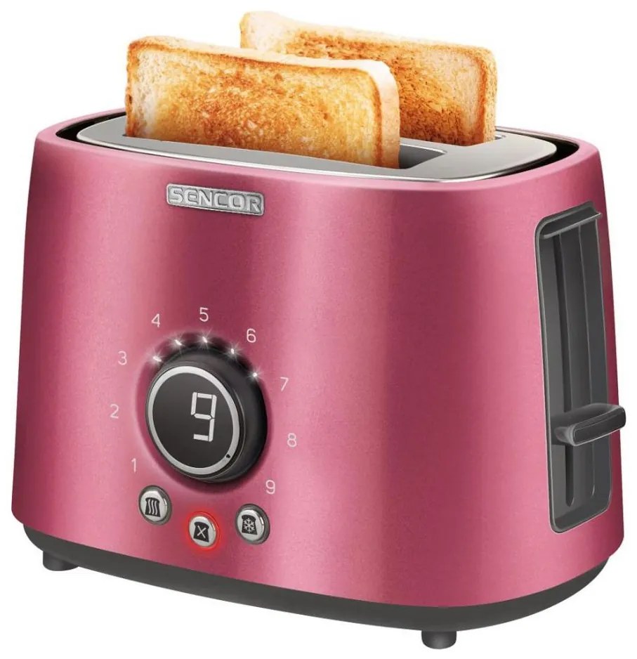 Sencor - Тостер с две гнезда и решетка за подгряване 1000W/230V розов