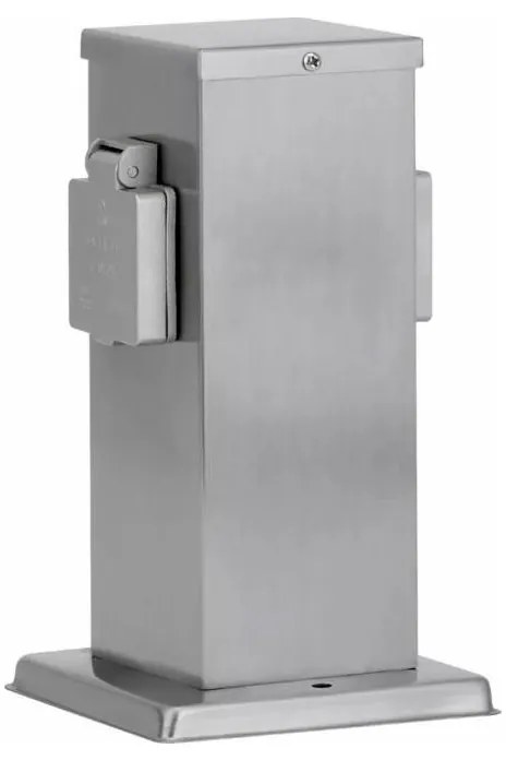 Екстериорен стълб с контакти 2Z SCHUKO 230V матов хром IP44