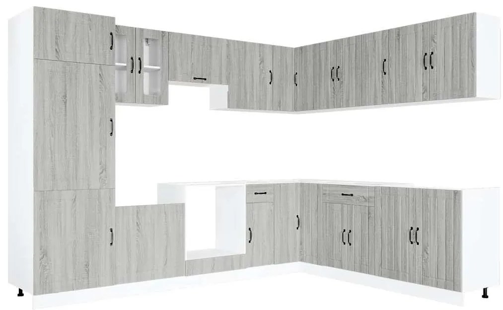 3314987 vidaXL Комплект кухненски шкафове от 14 части Lucca, инженерно дърво