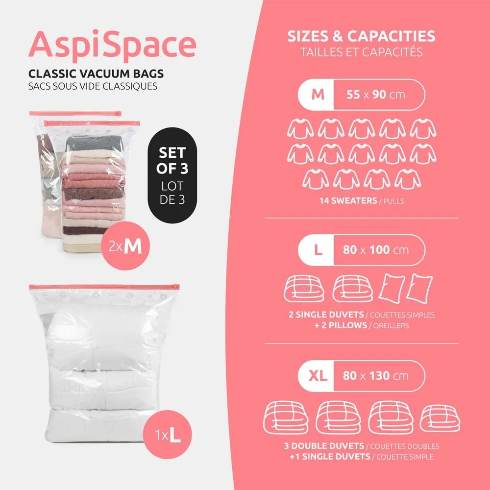 Вакуумни торбички в комплект от 3 броя Space Save M/L – Compactor