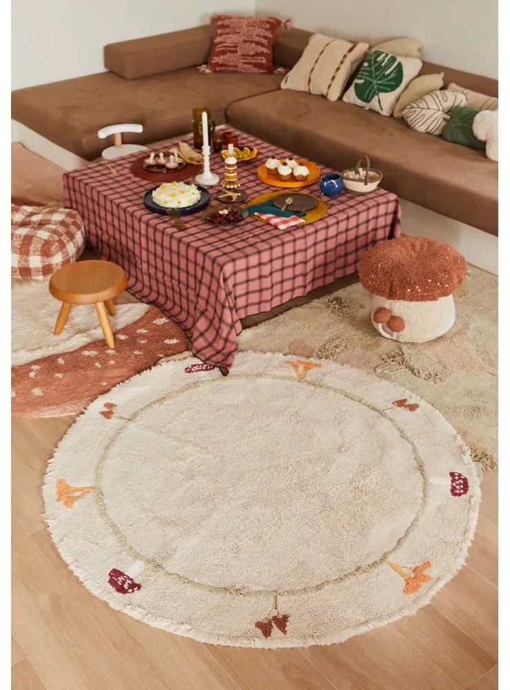 Детски пуф в тухлен цвят/кремав Boletus – Lorena Canals