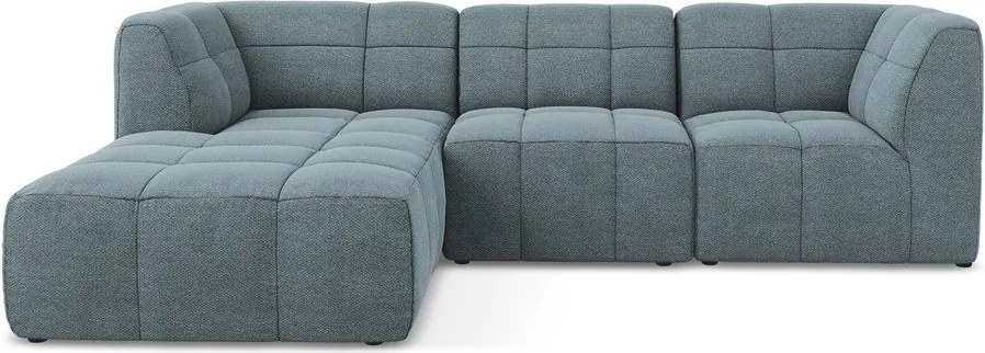 Син ъглов диван от прежда с примки от букле (ляв ъгъл) Aloha – Makamii