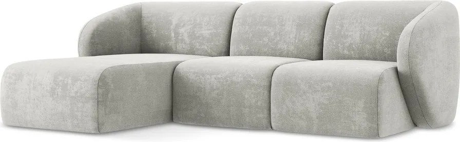 Светлосив шенилов ъглов диван (ляв ъгъл) Lani – Makamii