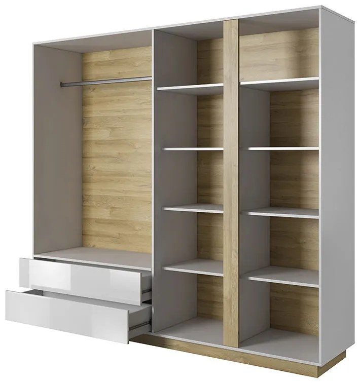 Гардероб Arcan Четирикрилен-бял естествен