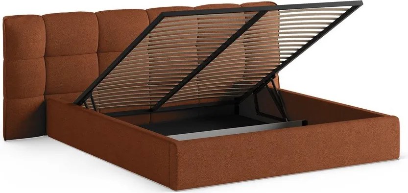 Двойно легло тапицирано с място за съхранение и включена подматрачна рамка в тухлен цвят 140x200 cm Eric – Micadoni