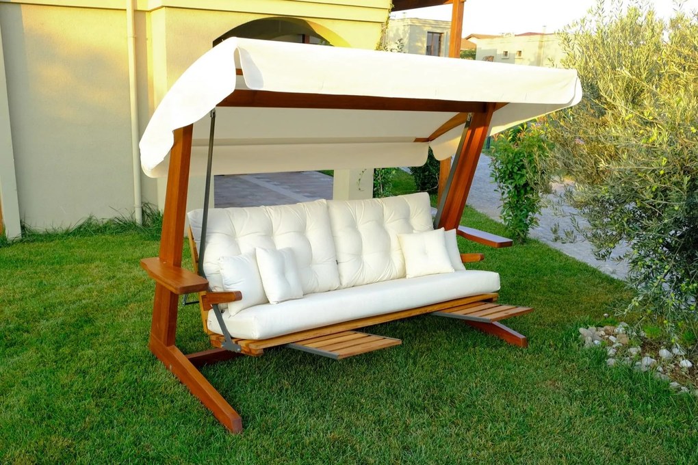 Градински троен люлеещ се стол Luna Deluxe 2600, цвят Бежов
