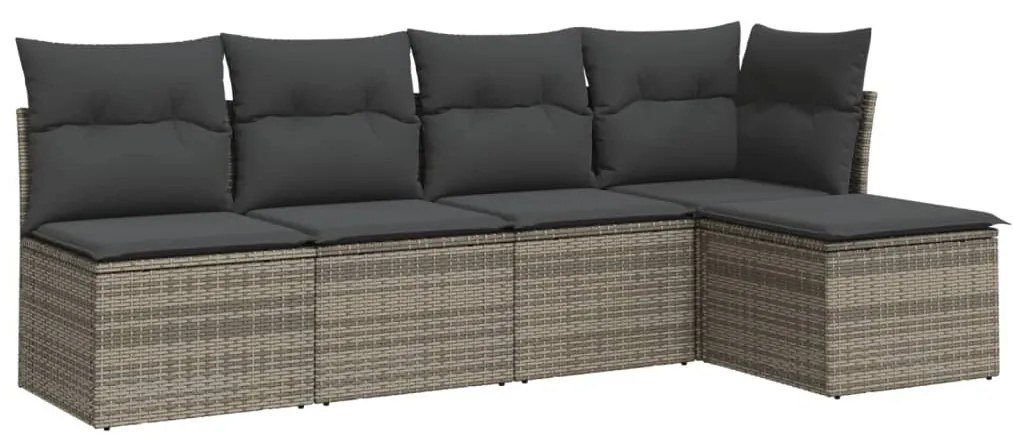 3217520 vidaXL Градински комплект с възглавници, 5 части, сив полиратан