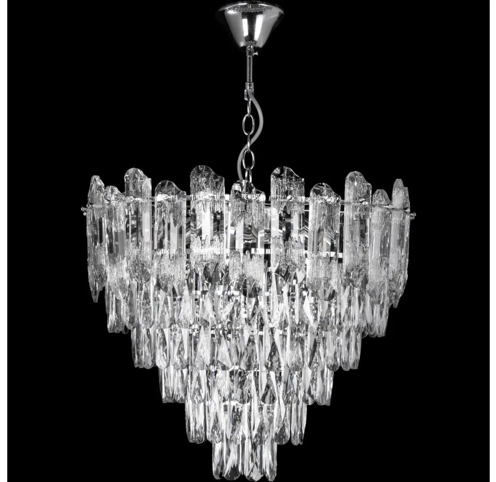 LED Пендел 9xE27/60W/230V + 6xLED/6W Ø 50 см лъскав хром