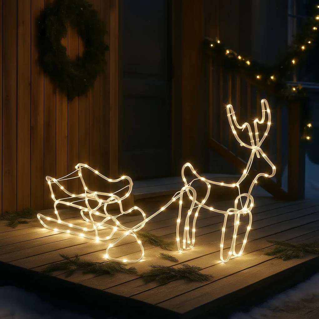 Коледна подова лампа Елен с шейна 116 см вкл. LED с таймер IP44 - Sori