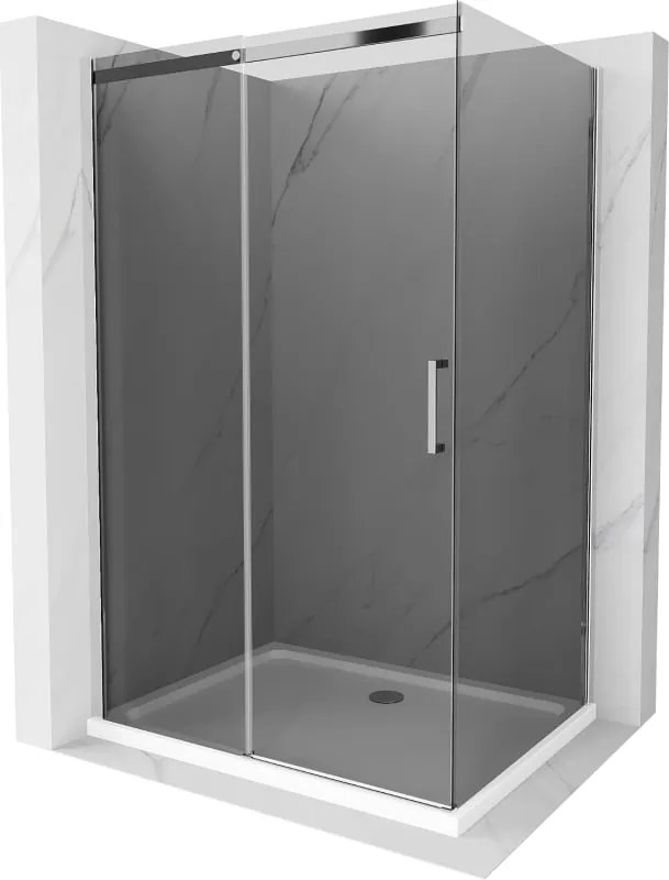 Mexen Omega раздвижна душ кабина 100 x 90 см, графит, хром + тава Flat, бяла
