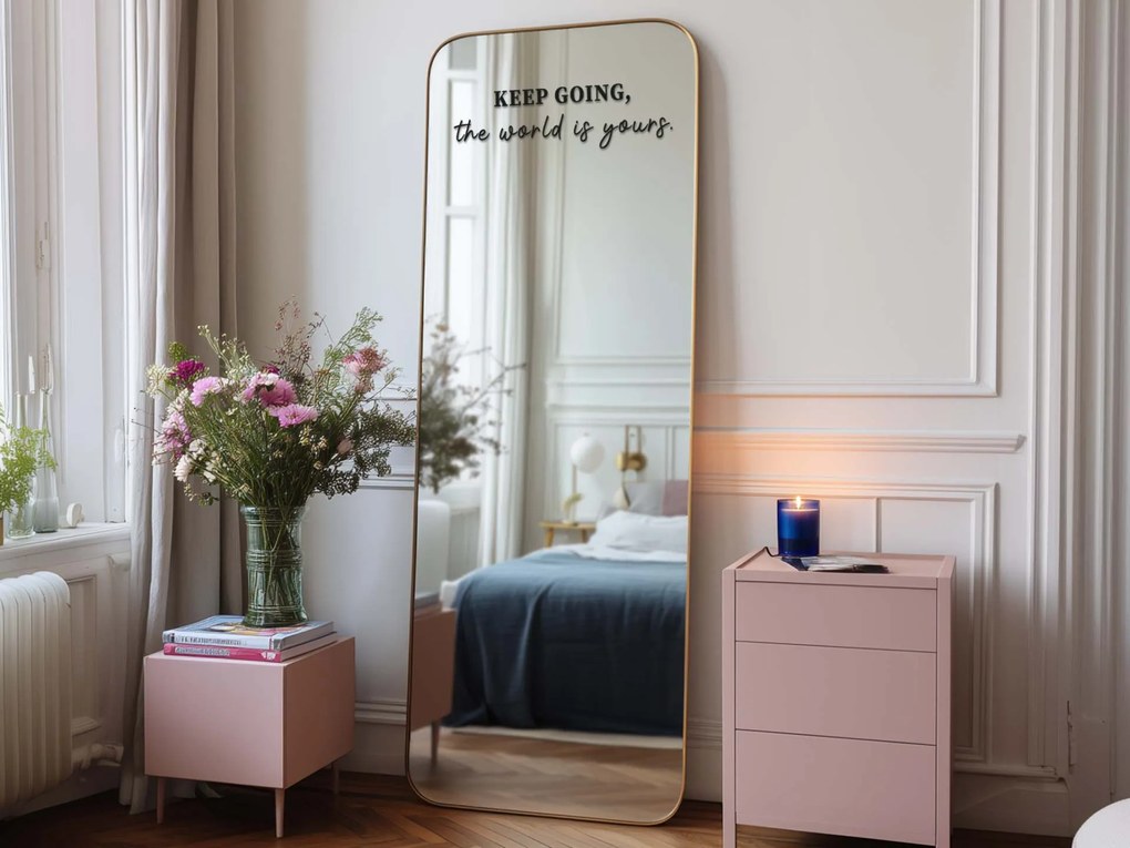 Стикер за огледало S27 – KEEP GOING, the world is yours. 47x12