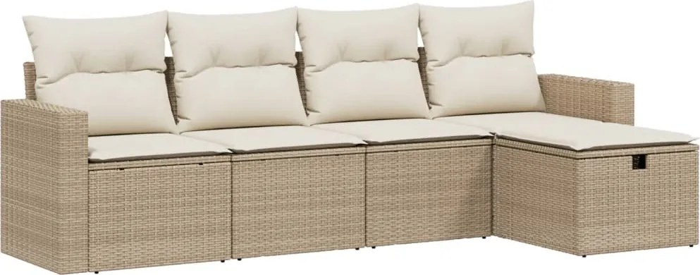 3263464 vidaXL Градински комплект диван с възглавници 5 части бежов полиратан