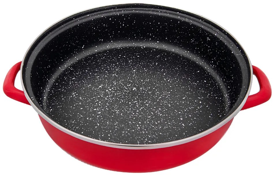 Тава и тенджера с капак 2в1 ZEPHYR Stone Line ZP 1222 DE28C, 28 см, Каменно покритие, Индукция, Червена