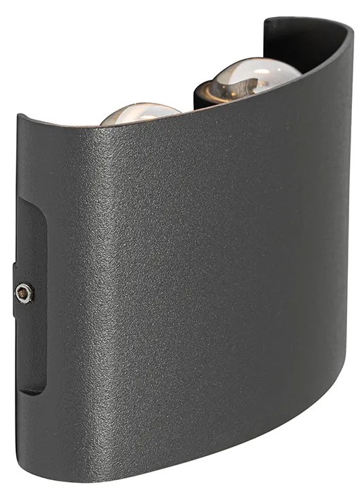 Външна стенна лампа тъмно сива Вкл. LED 4-светлинна IP54 - Silly