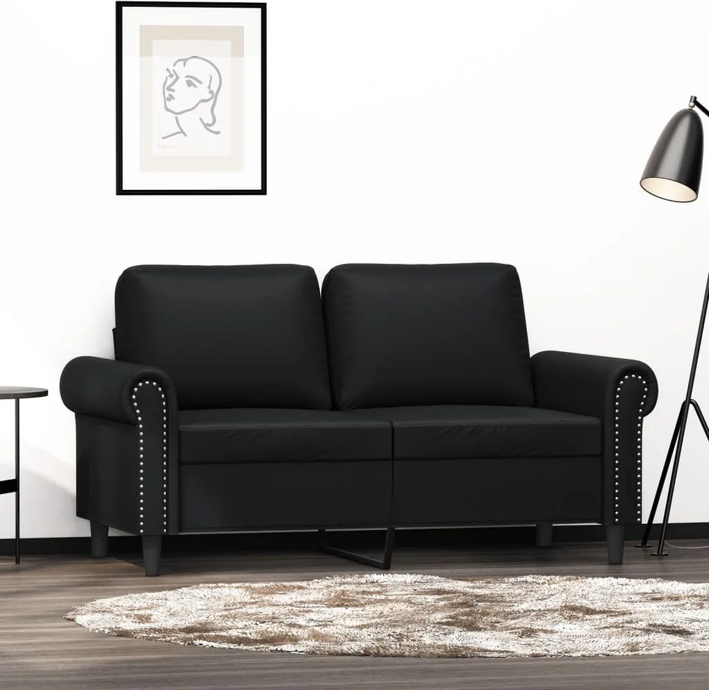 359499 vidaXL 2-местен диван, черен, 120 см, изкуствена кожа